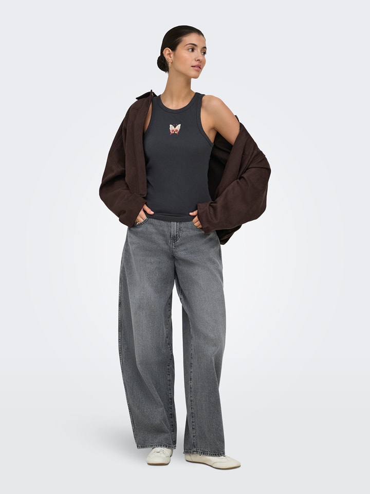 JDY Top "Tulle Life" in Schwarz - S