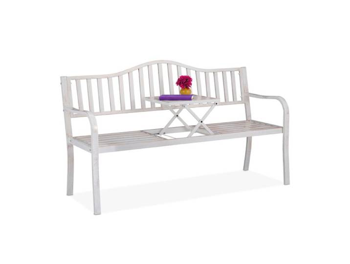 Relaxdays Gartenbank mit Klapptisch