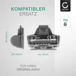 Cellonic Akku für Karcher WV 2, 2 Plus, 50, 5, 5, WV50, Kärcher 4.633-083.0, 60, 70, Staubsauger Zubehör, Schwarz