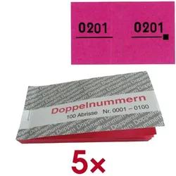 WOLF 5er-Pack Doppelnummernblöcke rot, 12x6 cm