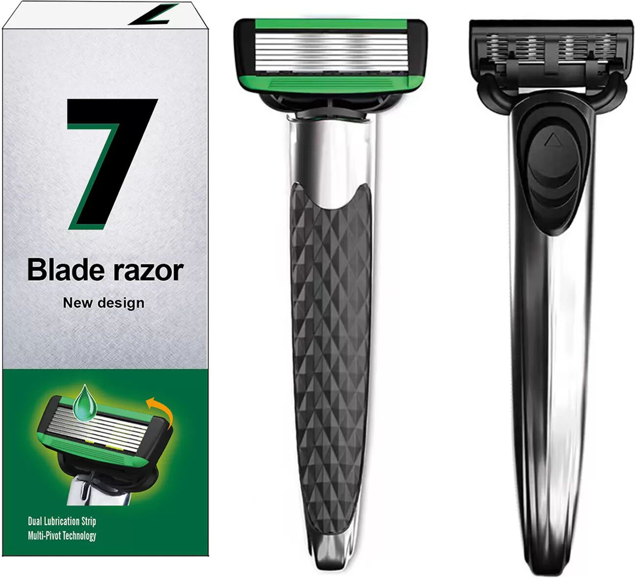 INF Ensemble de Rasoir Métallique Rechargeable à 7 Lames pour Hommes