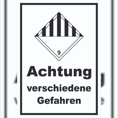 HB-Druck Schild verschiedene Gefahren Stoffe Material miscellaneous hochkant A1 Rückseite selbstklebend