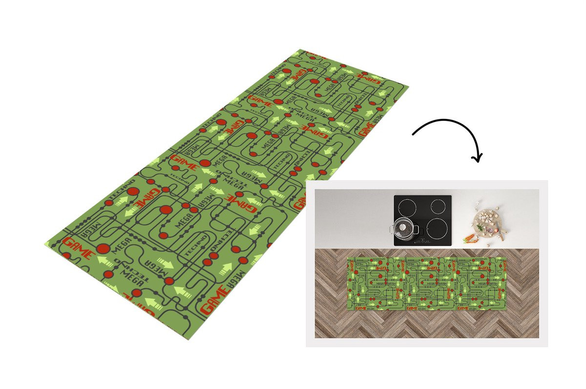 Keukenloper Moederbord met Abstract Patroon in Vinyl - 150 x 50 cm