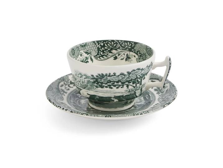 Spode Tasse avec soucoupe Heritage Green Italian Vert, 0,2 L