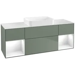 Villeroy und Boch Finion Waschtischunterschrank G741GFGM 160x60,3x50,1cm, Regale Glossy white lacquer, Olive Matt Lacquer
