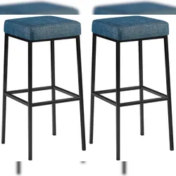 CLP 2er Set Barhocker Montreal Stoffbezug blau/schwarz