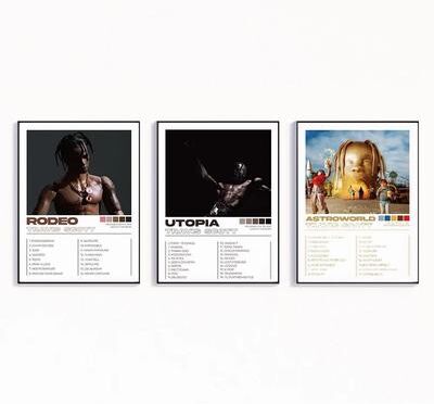 Uplifted Finds Travis Scott Album Art Canvas Set   3pcs Modern Music Rap Wall Art Posters g1235 3pcs 40 X 60 Cm No Frame