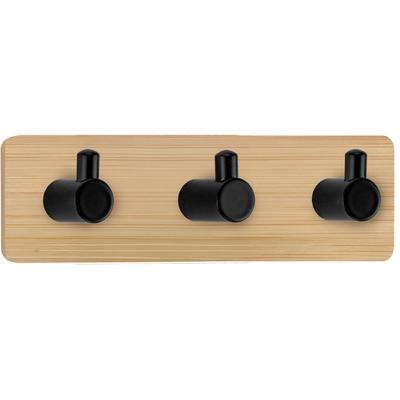 Klebehaken KLEINE WOLKE "Bamboo Pin Hook Trio", braun (natur), B:18cm H:4,5cm L:3,6cm, Bambus, Haken