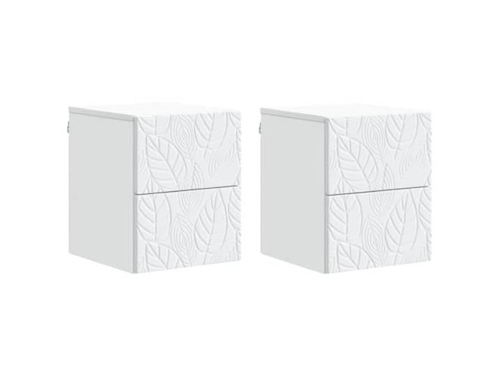 KDVXBCQJH Wandnachttisch 2er Set Weiß 34,5x33x40 cm Holzwerkstoff Platzsparende Wandkommode fürs Schlafzimmer mit Schubladen für Ordnung und schnelle Erreichbarkeit am Bett.