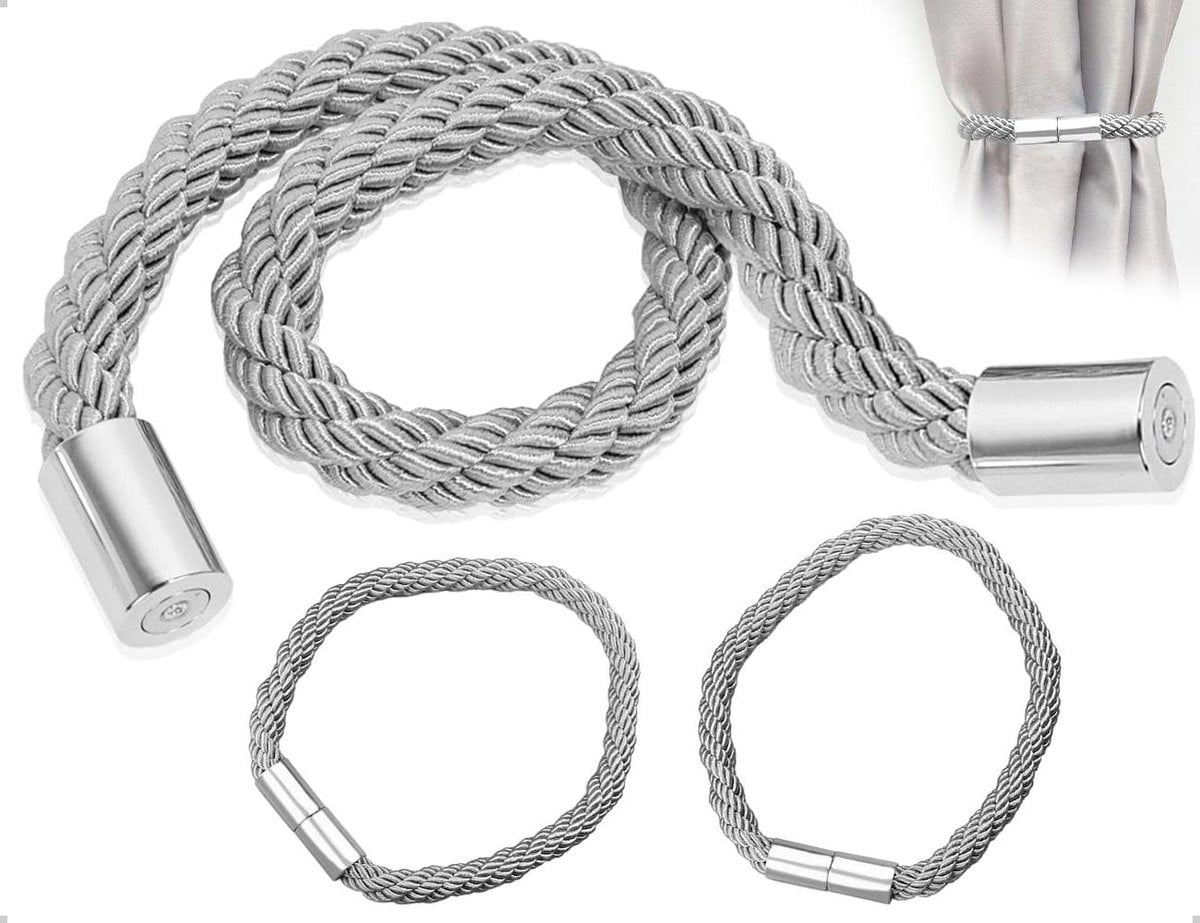 Magnetische Gordijnhouders Grijs - 2 stuks