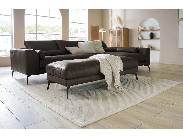Polsterhocker 163 x 46 x 62cm Braun Echtleder Arelia: Fango
