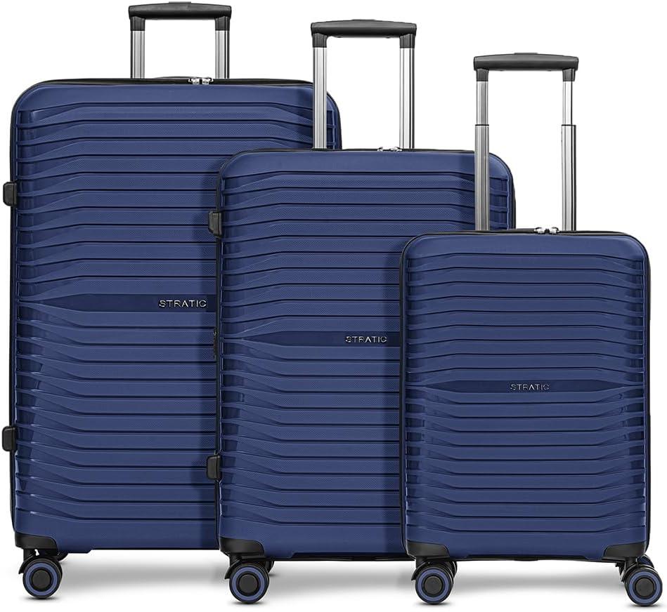 Koffer-Set mit Rollen, marineblau, 3-teilig, mit TSA-Schloss