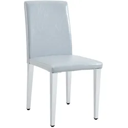 STILVORA Esszimmerstühle 4er-Set PU-Leder hellgrau, Metall silber, 90 cm, pflegeleicht