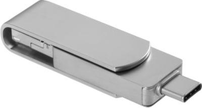 USB-Stick 3.0 4-in-1 OTG, USB-Typ-B, USB-Typ-C, Micro-USB und Lightning, Aluminium, silber, 32 GB