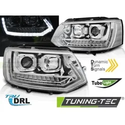 Tagfahrlicht Scheinwerfer passend für VW T5 GP (Facelift) 10-15 chrom dynamische LED Blinker