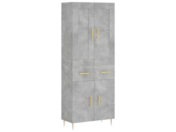 GHVBNMF Highboard Betongrau 69,5x34x180 cm Kommode Schrank 2-teilig Vielseitige Aufbewahrung fürs Wohnzimmer: Geschlossene Türen verbergen Alltagsdinge, während Metallfüße Stabilität bieten.