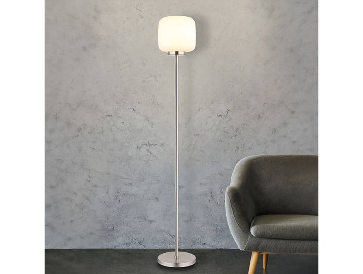 Lampadaire Ø 24cm Blanc/Argenté Tissé à plat LED E27
