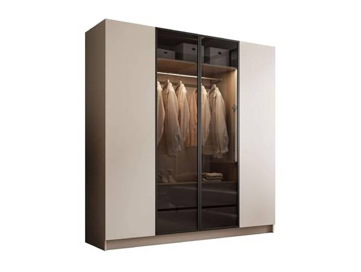 Lookway Kleiderschrank Atrium Vier­türiger Schrank mit Glasfront und LED