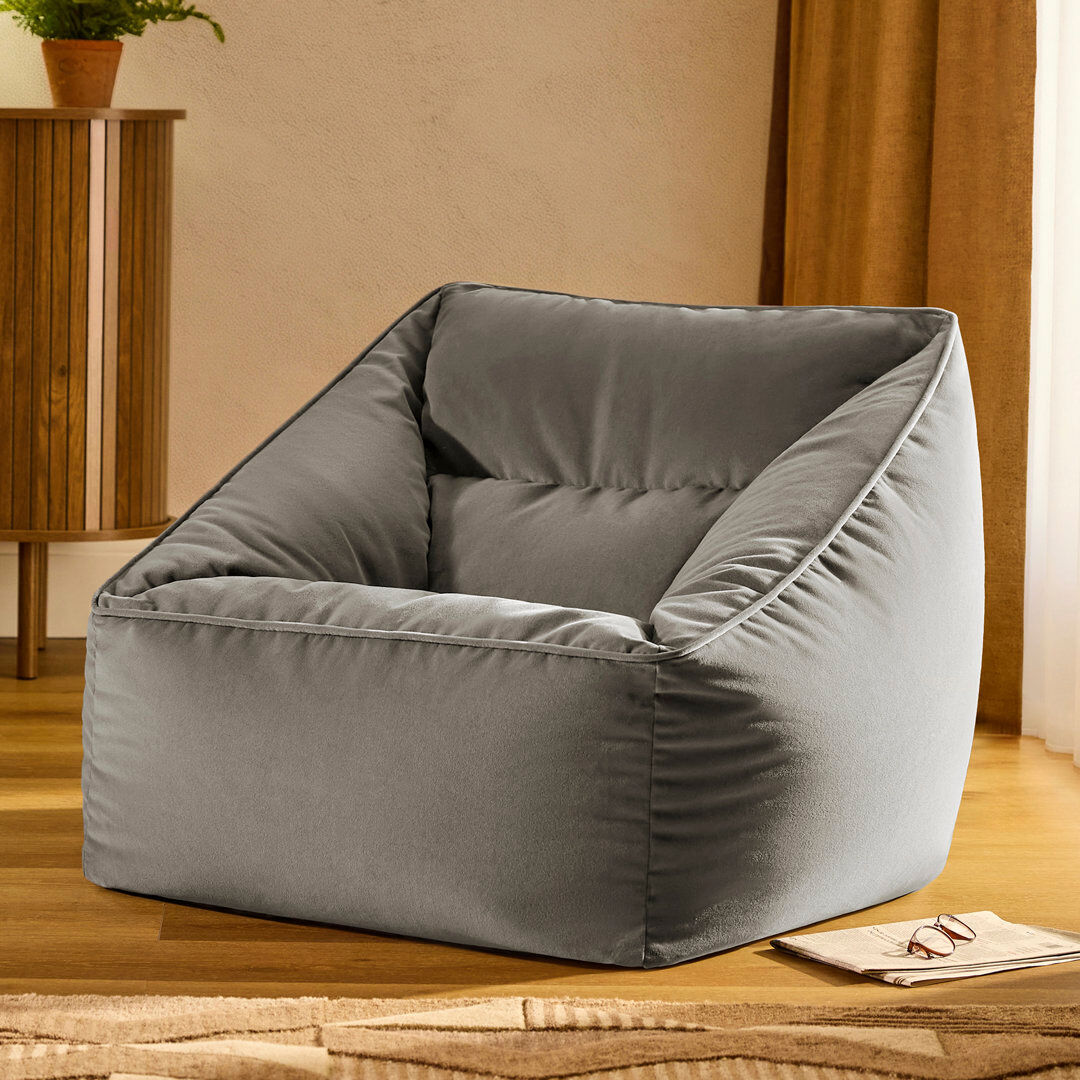 icon Natalia Velvet Armchair Bean Bag Charcoal Grey Large;Medium