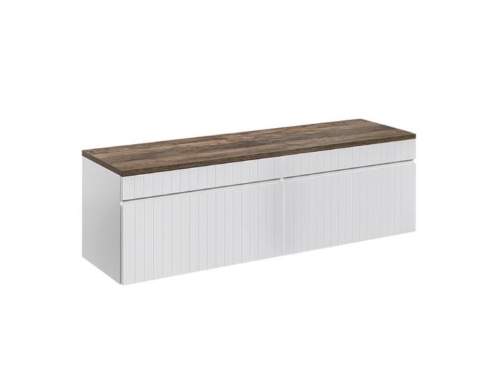 Meuble sous-vasque 160cm plan de toilette Zelie Blanc et Bois