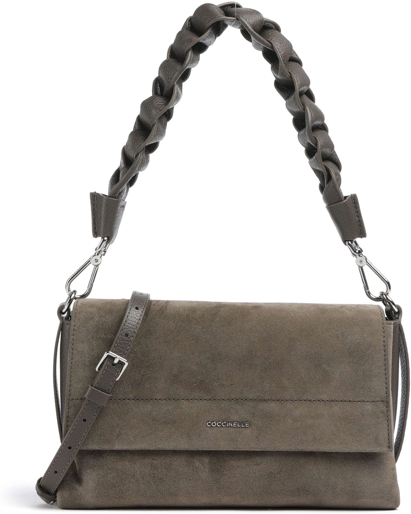 Coccinelle Boheme Suede Schultertasche aus Leder, oliv
