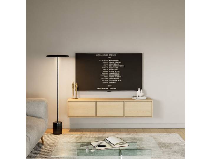 Meuble TV mural Framme Panneau de particules revêtu Marron/Imation chêne Lindberg 150cm