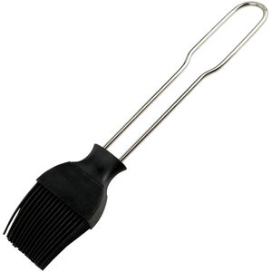 FMprofessional Backpinsel Profi schwarz/silber, hitzebeständig, Silikonborsten & Edelstahlgriff, 21 x 4 cm
