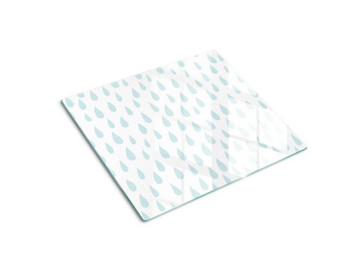 Tulup Glasplatte 60x52 cm Tröpfchen, Blau, Glas, 60x0.4x52 cm, Küchen, Küchenelektrogeräte, Herde, Herdabdeckplatten