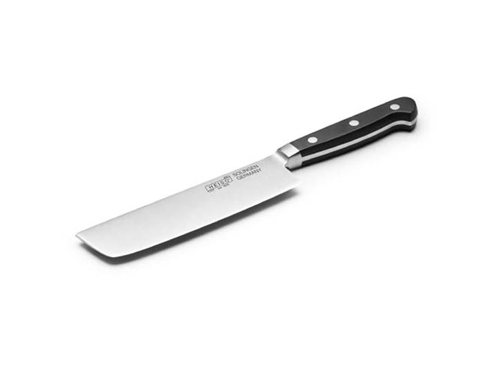 HEISO Nakiri Messer mit 17cm Klingenlänge, Geschmiedetes Gemüsemesser mit Griff aus pflegeleichtem Kunststoff, Made in Solingen - Germany