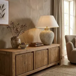 HOME DELUXE Große Tischlampe in Steinoptik LENE - Weiß