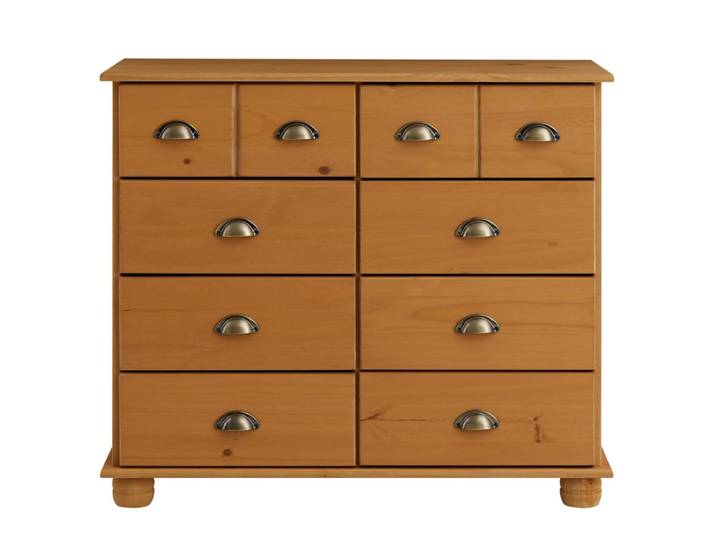 Commode 8 tiroirs en bois massif, brun