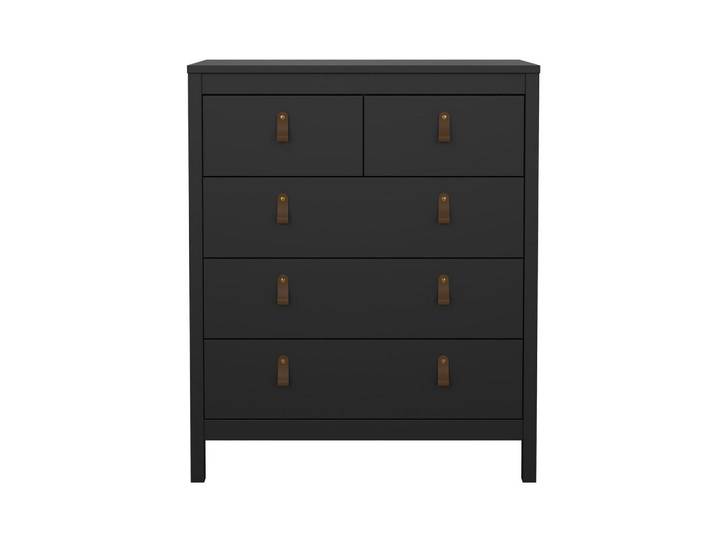 Calicosy Kommode mit 5 Schubladen matt schwarz barcelone 82,3/38,4/98,9 cm, Schwarz, Holzwerkstoff, 38.4x98.9x82.3 cm, Kleinmöbel, Kommoden