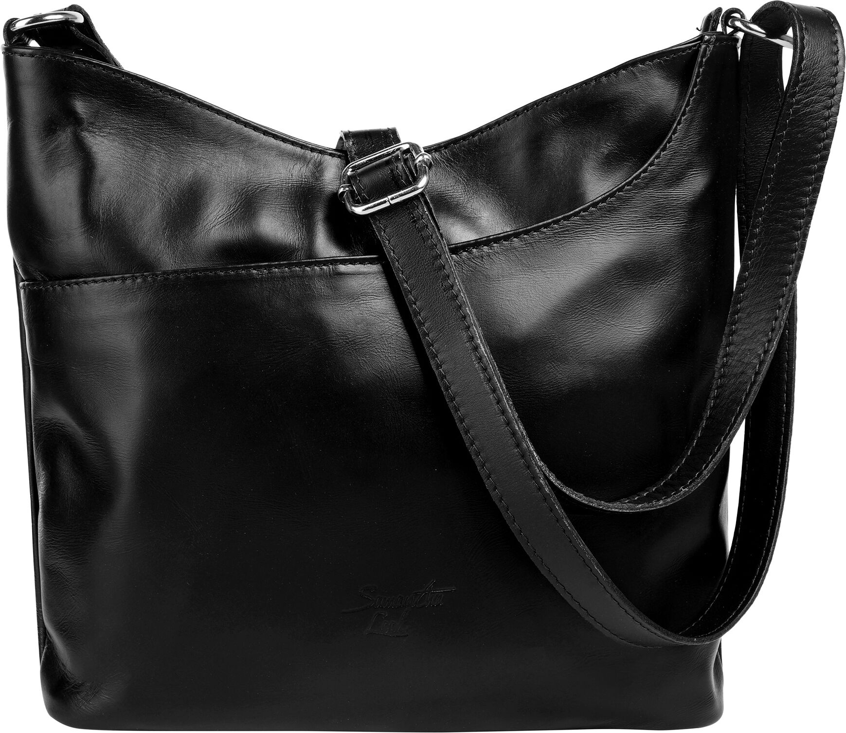 Umhängetasche SAMANTHA LOOK "SAMANTHA LOOK Damen echt Leder, Made in Italy", Damen, Gr. B/H/T: 25cm x 20cm x 5cm onesize, schwarz, Leder, unifarben, Taschen Umhängetasche, echt Leder, Made in Italy