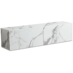 KADIMA DESIGN Lowboard Hängend Marmor-Optik Weiß 120x30x30 cm TV-Schrank, Design Fernsehtisch mit Klapptüren Modern, Fernsehschrank Wand, TV-Kommode Fernsehkommode