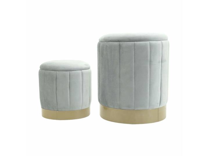 Ensemble de 2 poufs de rangement en tissu effet velours gris