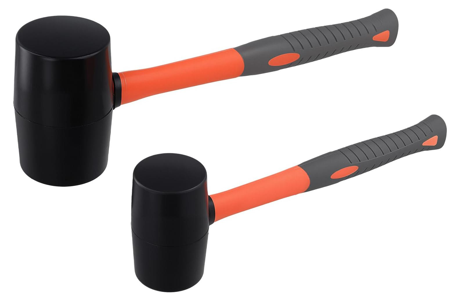 Selius Set van 2 rubberen hamers met glasvezelgreep, zwart, 400 ml en 1000 gram