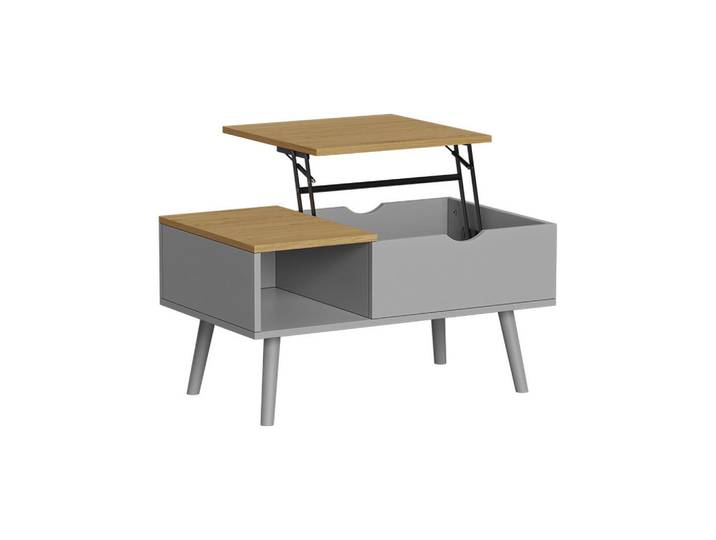 Vicco Couchtisch Stora Grau 76 x 45 cm mit Liftfunktion, Holzwerkstoff, Rechteckig, 76x40x45 cm, Wohnzimmer, Wohnzimmertische, Couchtische