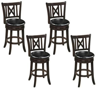 Costway Set of 4 Bar Stools Swivel Bar Chairs with Hollowed Backrest and Footrest-26 inches