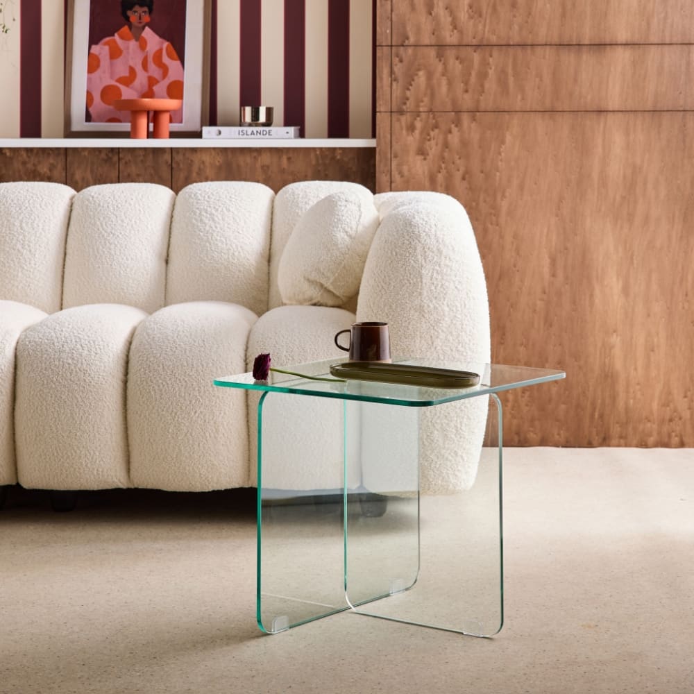 sweeek Table basse carrée verre trempé 50cm transparent Transparent 50x46x50cm