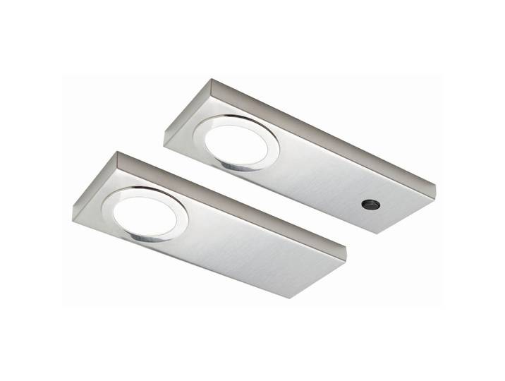 HKT Unterbauleuchten-Set, Edelstahlfarben, Metall, 2-teilig, 7.2x1.6x20.6 cm, LED-Leuchtmittel austauschbar, gleichmäßige Lichtverteilung, Küchen, Küchenausstattung