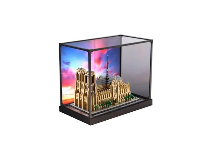 Acryl-Vitrine für Lego 21061 Notre Dame de Paris Modell, staubdichte, transparente Sammlungsvitrine (nur Displaybox) (Backspray Modell)