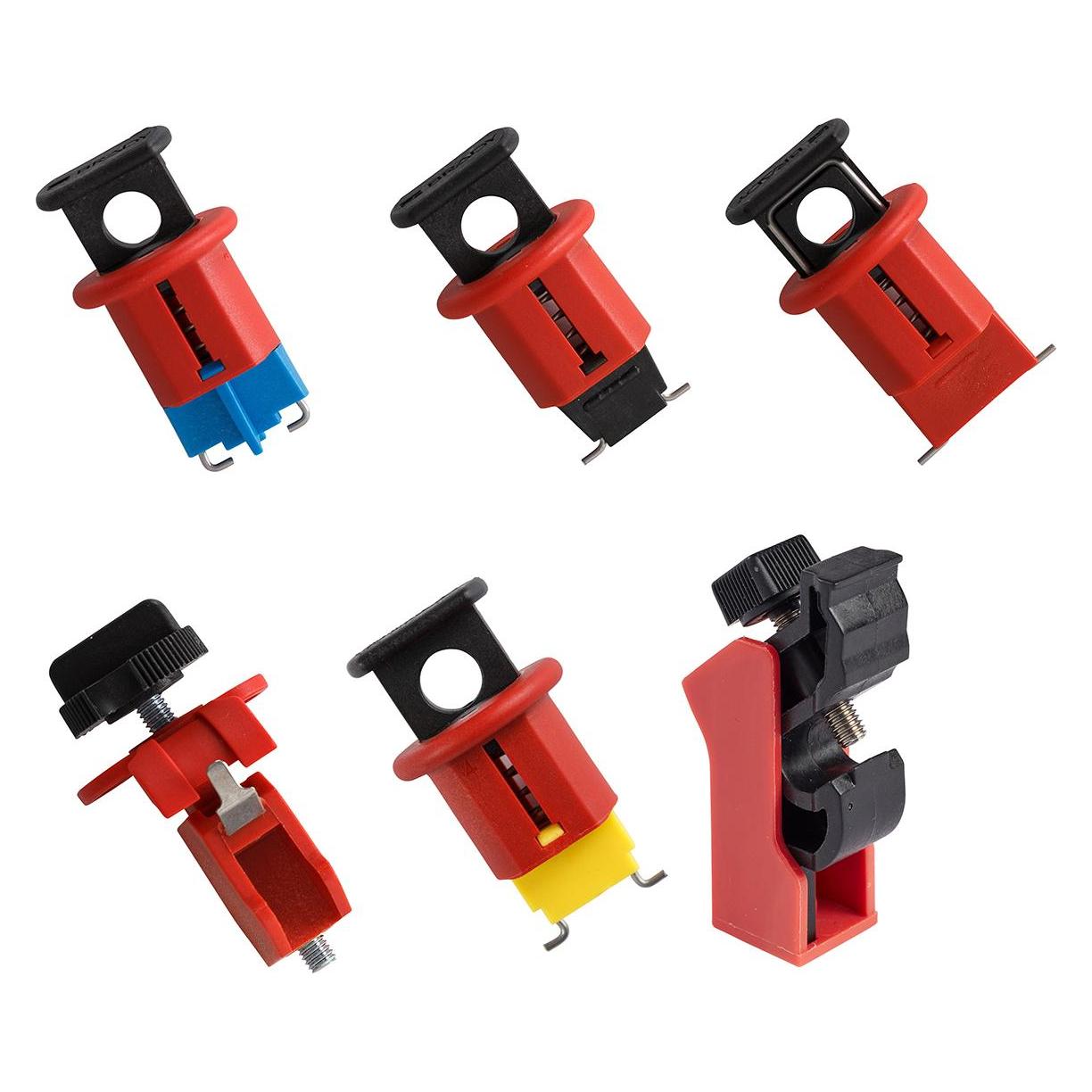 Brady Miniatur-Schutzschalter-Verrieglungs-Demoset (POS, PIS, POW, TBLO), Schwarz/Rot (1 Set) (805853)