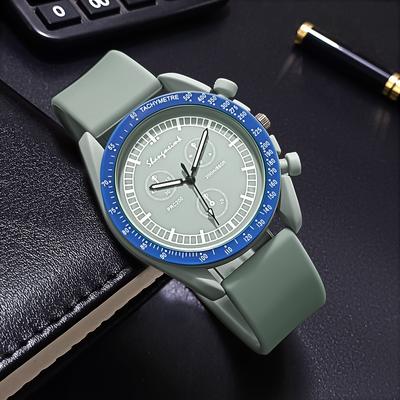 ModernMart Stylish Silicone Band Women Sports Watch With Quartz Movement & Three Dial Design green