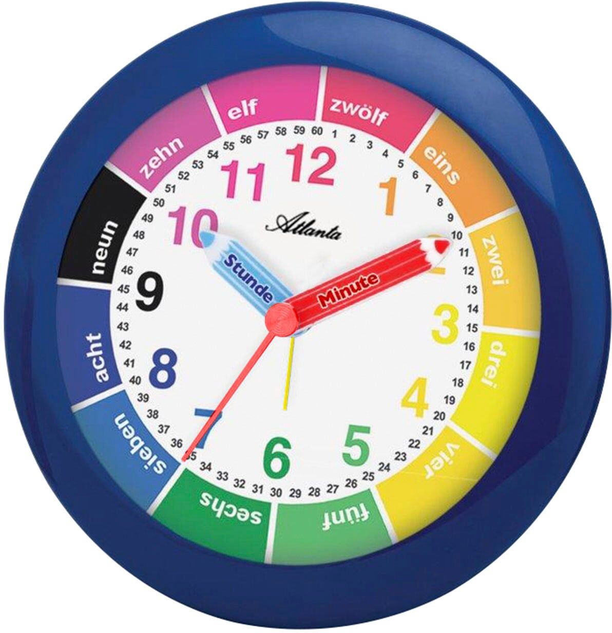 Kinderwecker ATLANTA "1265/5", blau, Wecker, Kinder, Lernwecker, Quarzwecker, Geschenkidee