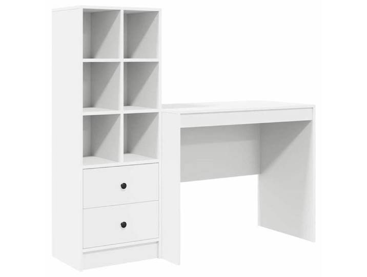 Blanc Table de travail - Bureau 1 place - avec tiroir 2 pcs - Blanc m2275