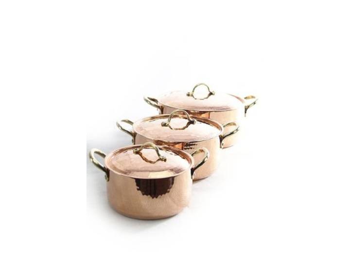 CopperGarden Kupfertöpfe 3er Set mit Deckel & Messinggriffe I Gehämmerte Kupferkochtöpfe: Ideale Wärmeleitung & -verteilung I Robuste Kupfer Töpfe mit 100% Zinn beschichtet