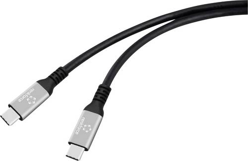 Renkforce USB-C Kabel USB4 USB-C Stecker, USB-C Stecker 1m Schwarz Aluminium-Stecker, Silikon, hochflexibel, 8K UHD RF-6805036