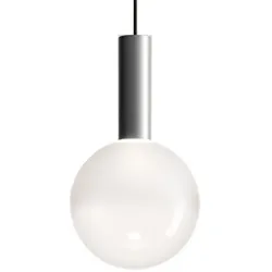 Zafferano LED-Pendelleuchte aus Aluminium und mundgeblasenem Borosilikatglas, warmes Licht 2700 K, Durchmesser 18 cm, Aluminiumfarbe