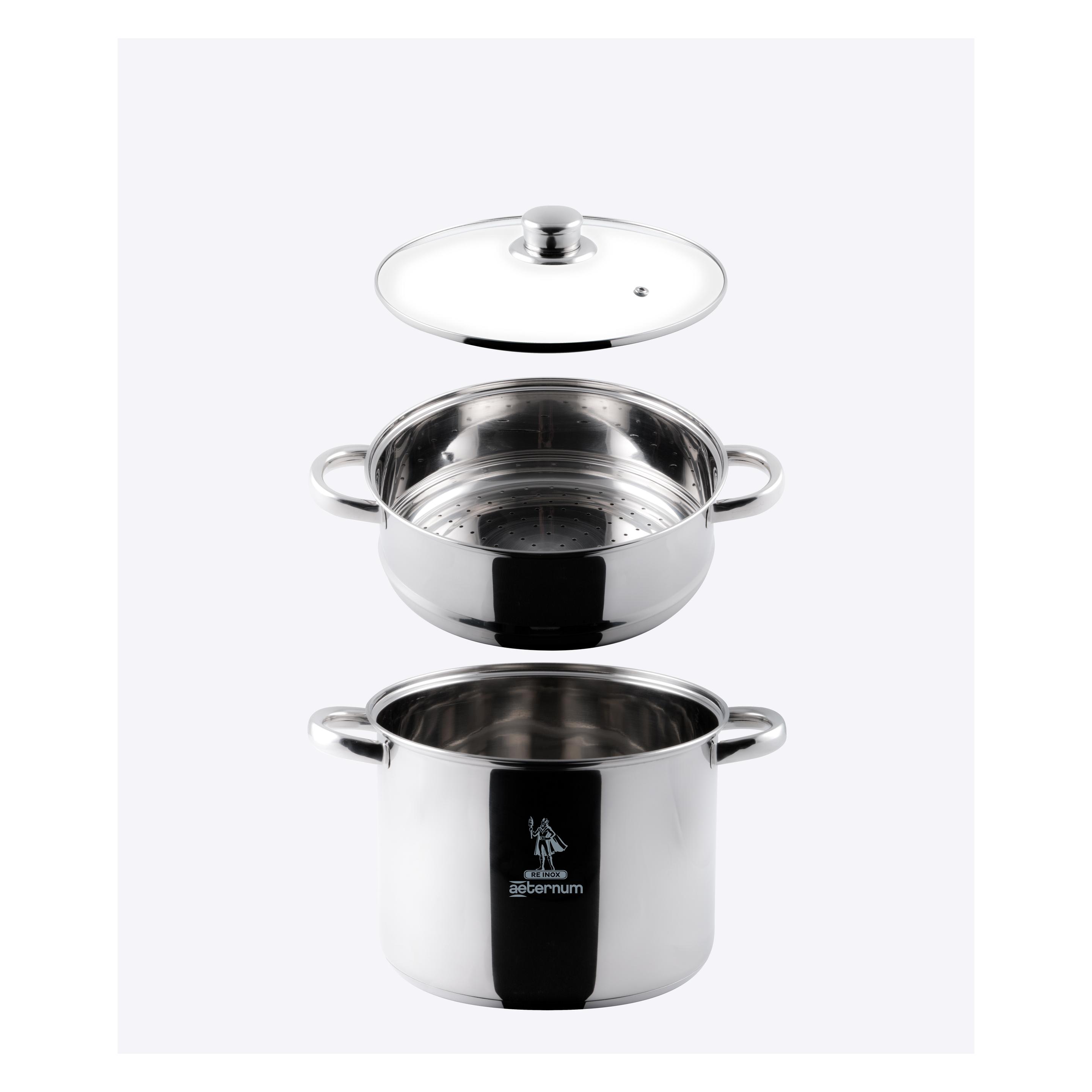 Aeternum Dampfer la Divina Re Inox Topf (Kochtopf, Edelstahl, 22 x 23 cm) (AP000082)