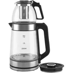 Swiss haus 1.7 l Wasserkocher 2200W mit Teekanne, Wasserkocher, Schwarz